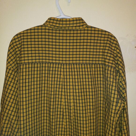 Steve & Barrys Size XXL Relaxed Fit Yellow Plaid Button Down Shirt-Pocket-Biker - Picture 7 of 9